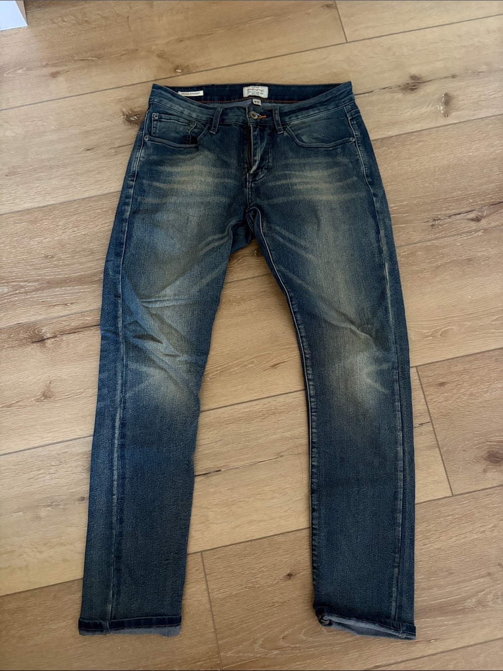 Men's Slim Straight Faded Blue Jeans
